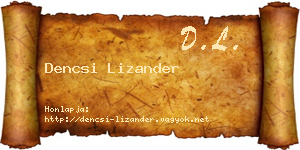 Dencsi Lizander névjegykártya